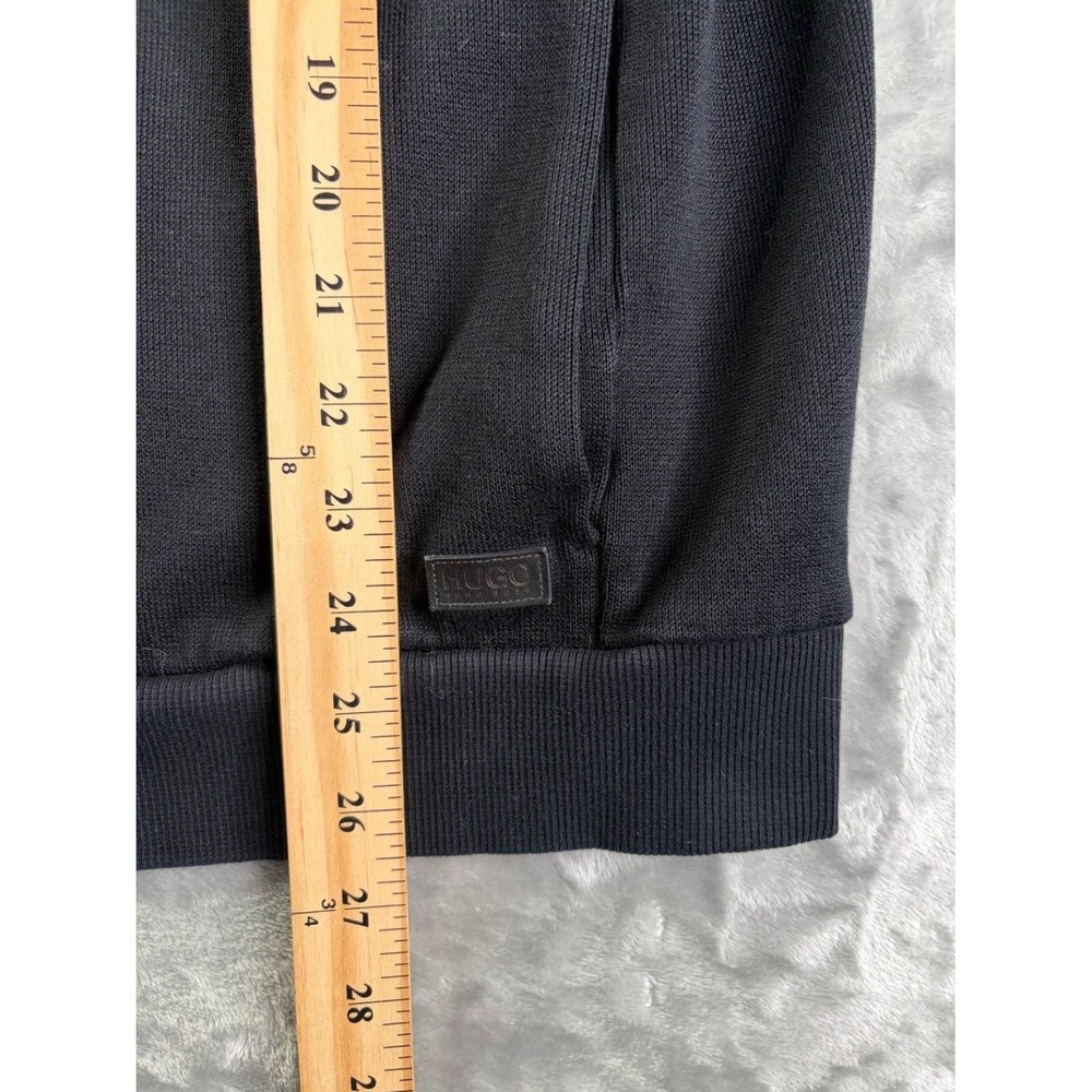 Hugo Daple Men's Full Zip Hoodie Black Cotton Blend Sweatshirt Size L Used - Picture 4 of 5